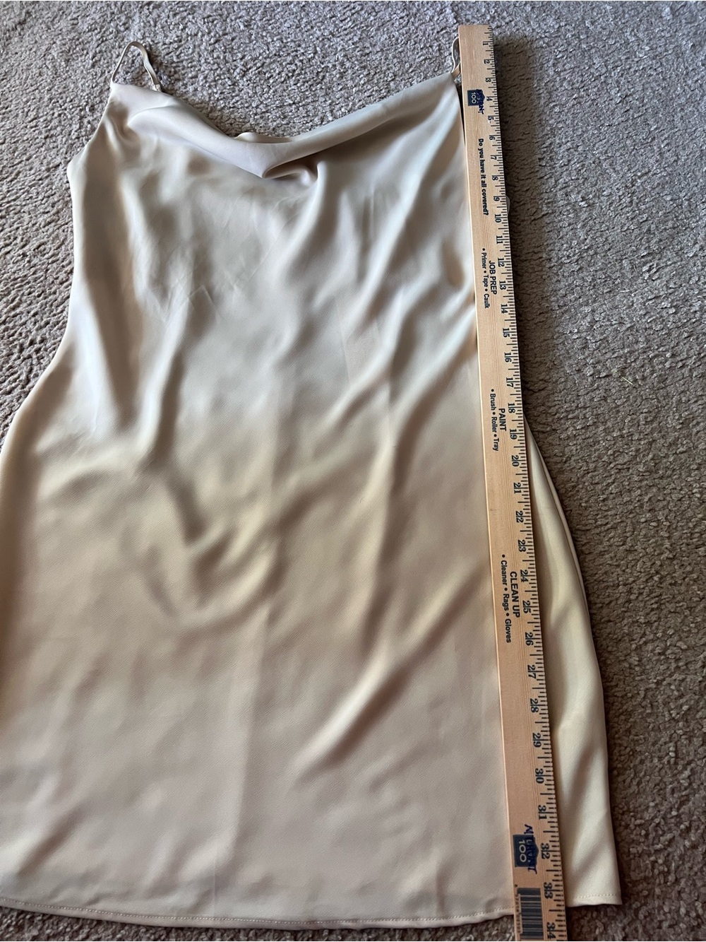 NWT Urban Outfitters UO Mallory Cowl Neck Satin Slip Mini Dress Cream Tan XL - Picture 9 of 11